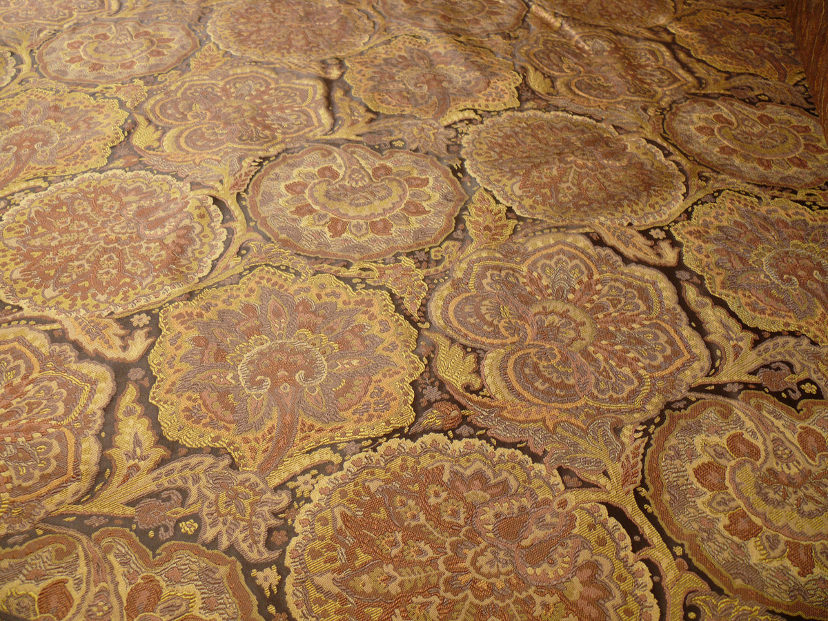 100%silk Lampas Rich "java"brown Gold Kaleidoscope MSRP USD 300/y