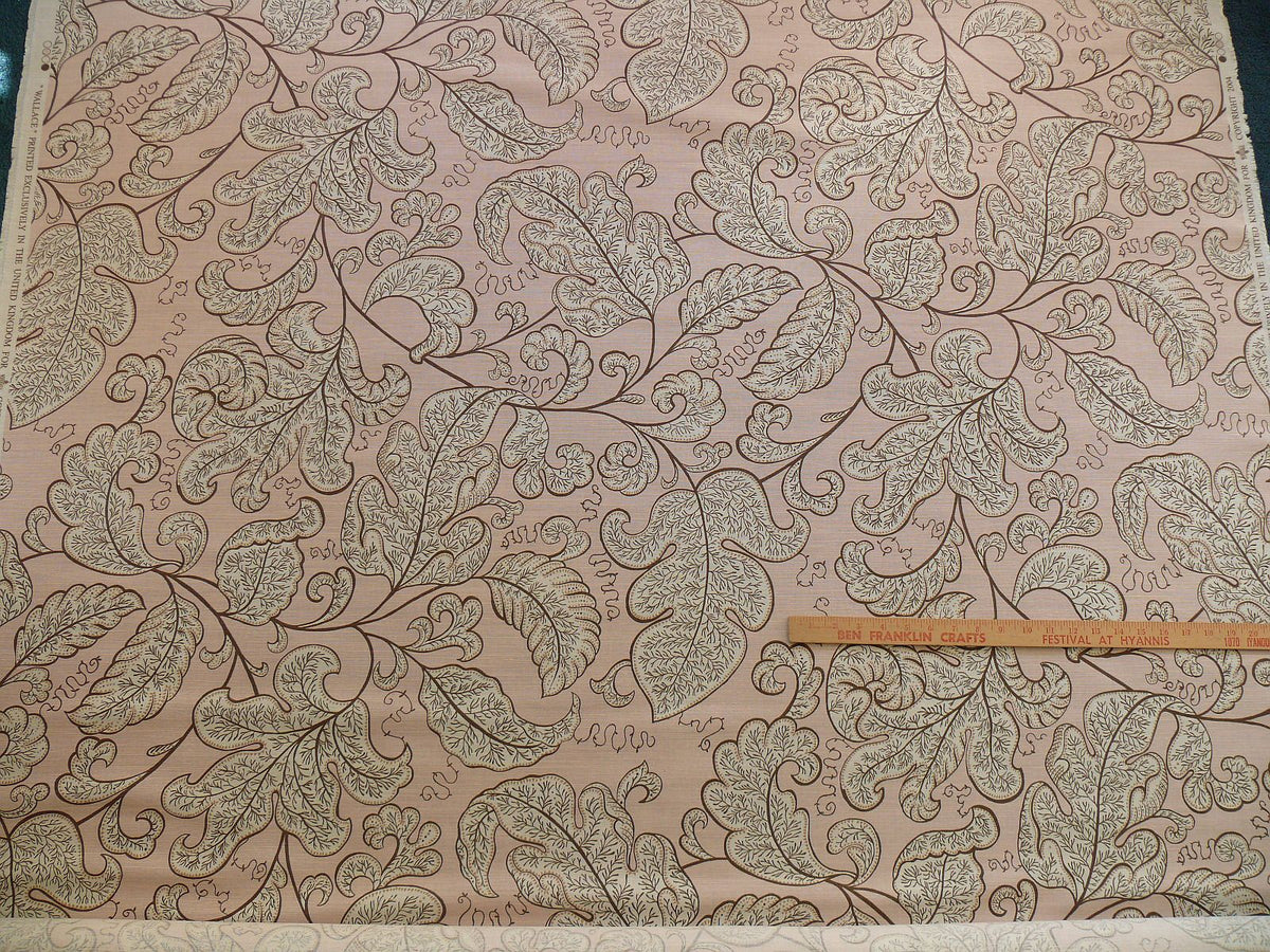 By Yard Scalamandre Wallace Linen Jacobean Print From Uk Pink Brown MSRP USD 160/Y