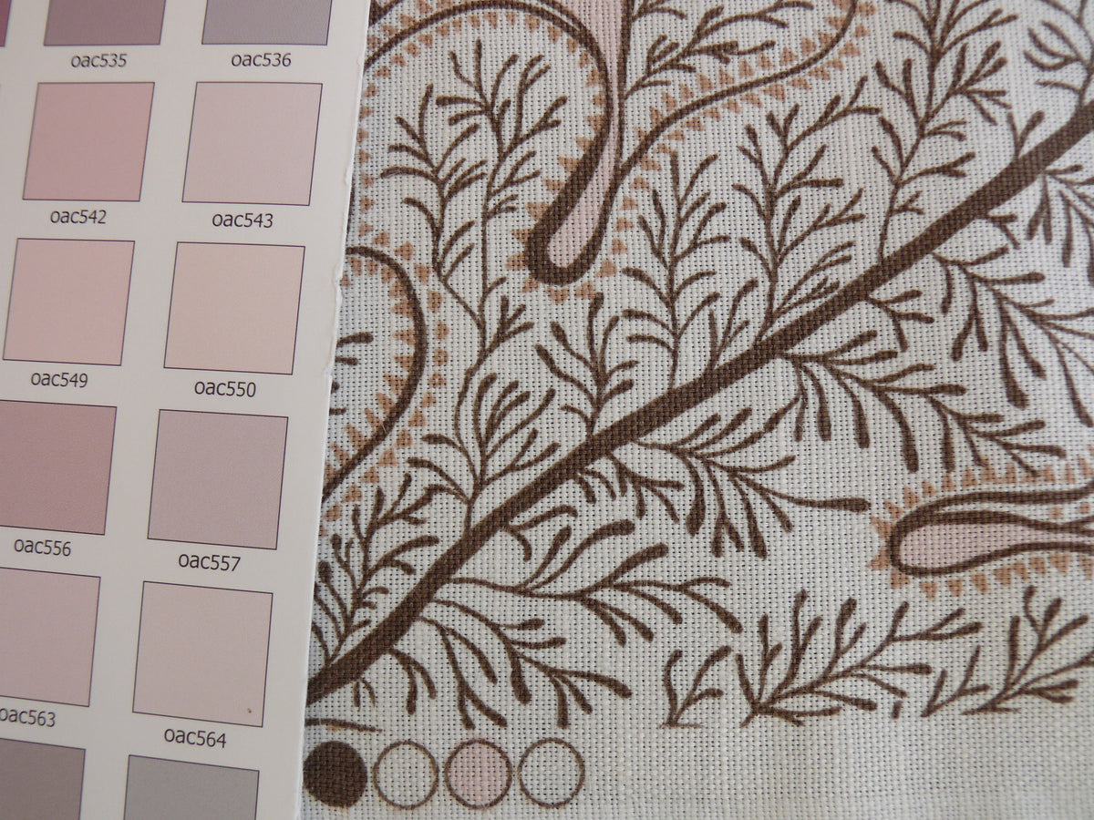 By Yard Scalamandre Wallace Linen Jacobean Print From Uk Pink Brown MSRP USD 160/Y