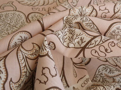 By Yard Scalamandre Wallace Linen Jacobean Print From Uk Pink Brown MSRP USD 160/Y