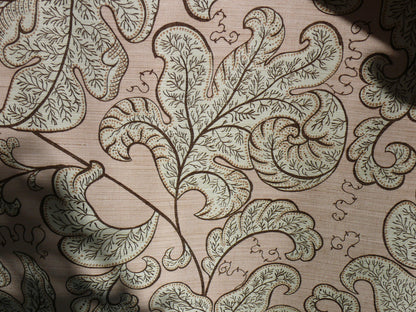 By Yard Scalamandre Wallace Linen Jacobean Print From Uk Pink Brown MSRP USD 160/Y