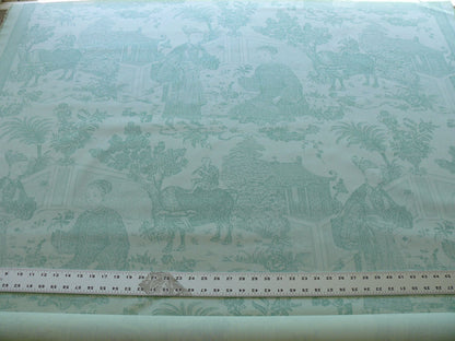 Brunschwig & Fils Cathay Toile Cotton Chinoiserie Jade Flower Light Green