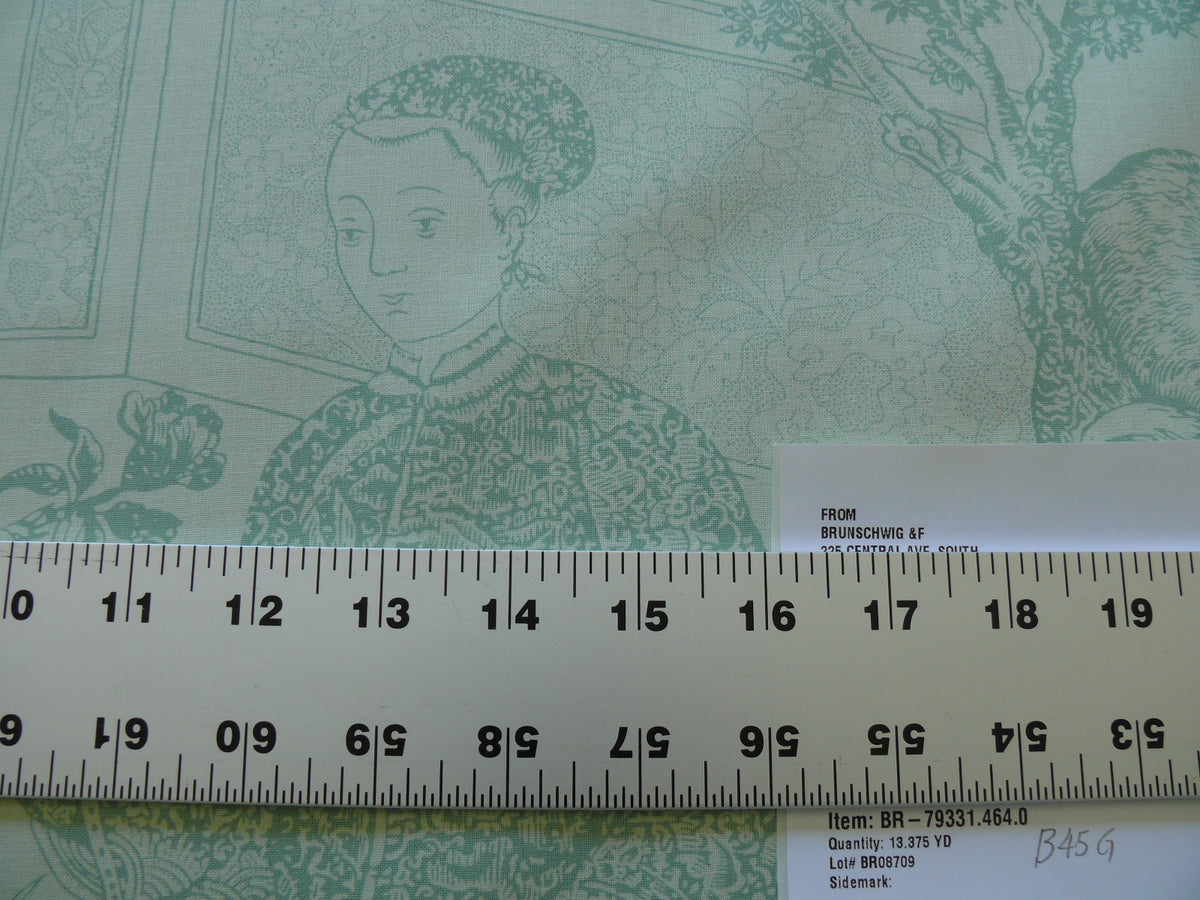 Brunschwig & Fils Cathay Toile Cotton Chinoiserie Jade Flower Light Green