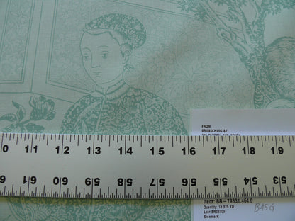 Brunschwig & Fils Cathay Toile Cotton Chinoiserie Jade Flower Light Green