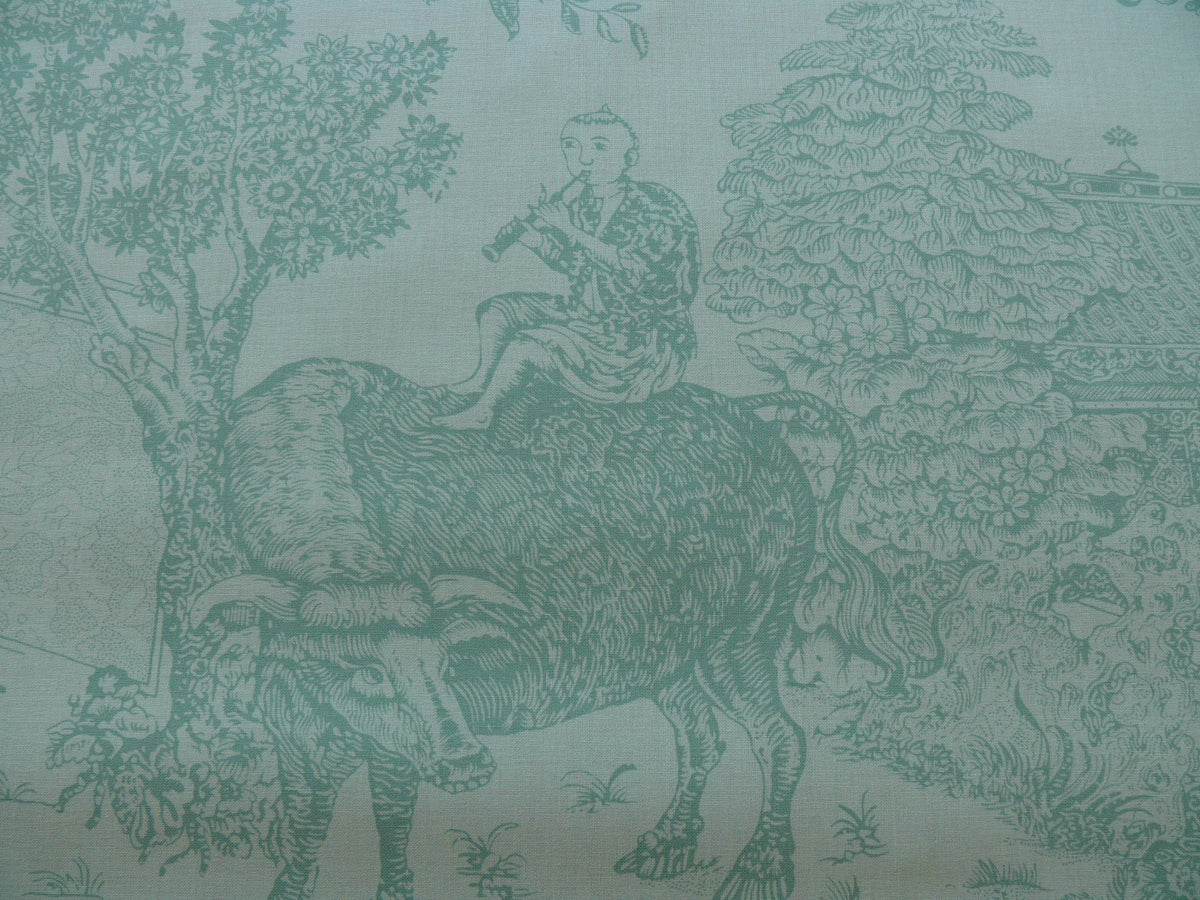 Brunschwig & Fils Cathay Toile Cotton Chinoiserie Jade Flower Light Green
