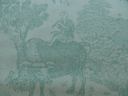Brunschwig & Fils Cathay Toile Cotton Chinoiserie Jade Flower Light Green