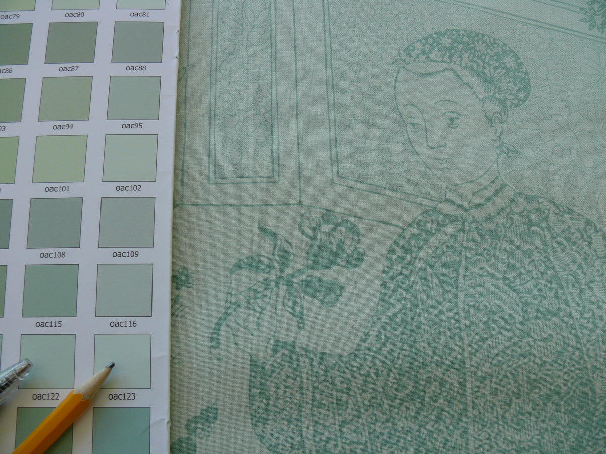 Brunschwig & Fils Cathay Toile Cotton Chinoiserie Jade Flower Light Green