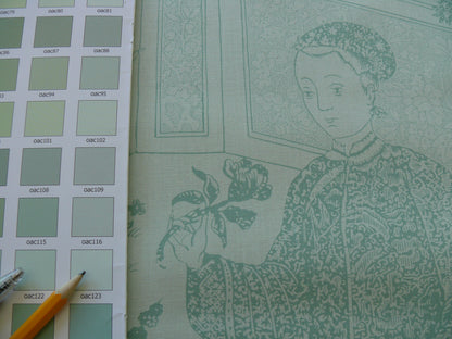 Brunschwig & Fils Cathay Toile Cotton Chinoiserie Jade Flower Light Green