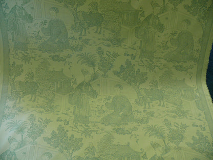 Brunschwig & Fils Cathay Toile Cotton Chinoiserie Jade Flower Light Green