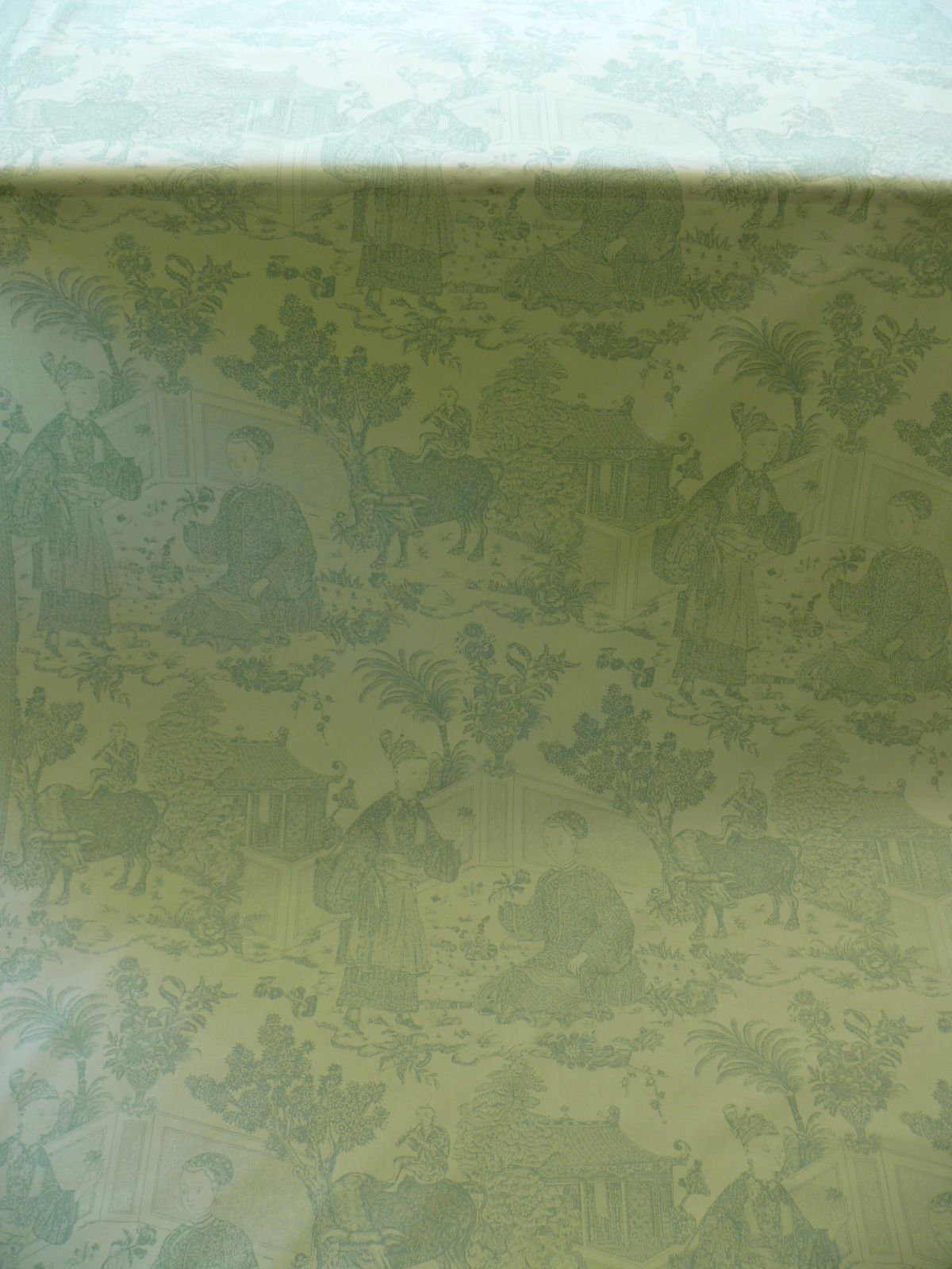 Brunschwig & Fils Cathay Toile Cotton Chinoiserie Jade Flower Light Green