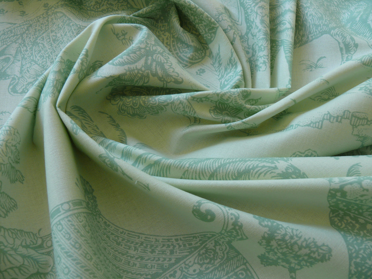 Brunschwig & Fils Cathay Toile Cotton Chinoiserie Jade Flower Light Green
