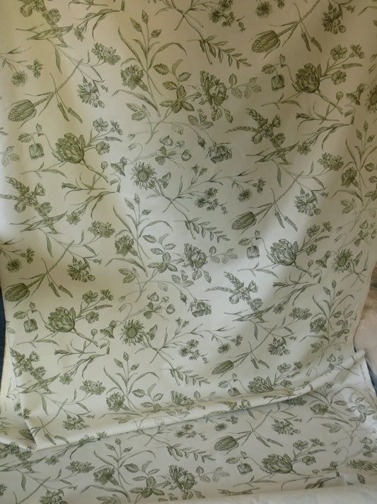 Scalamandre Hope Toile French Country Sage Green On Natural By Yard MSRP USD 160/Y