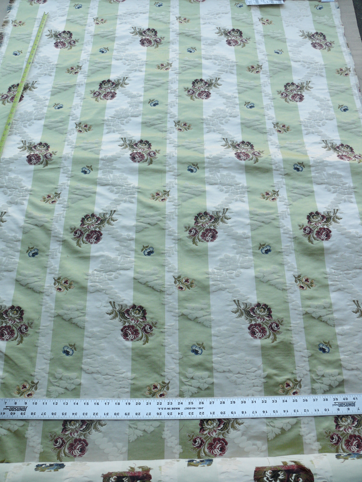 Old World Weavers Stromboli Silk Lampas - Green/Red Floral