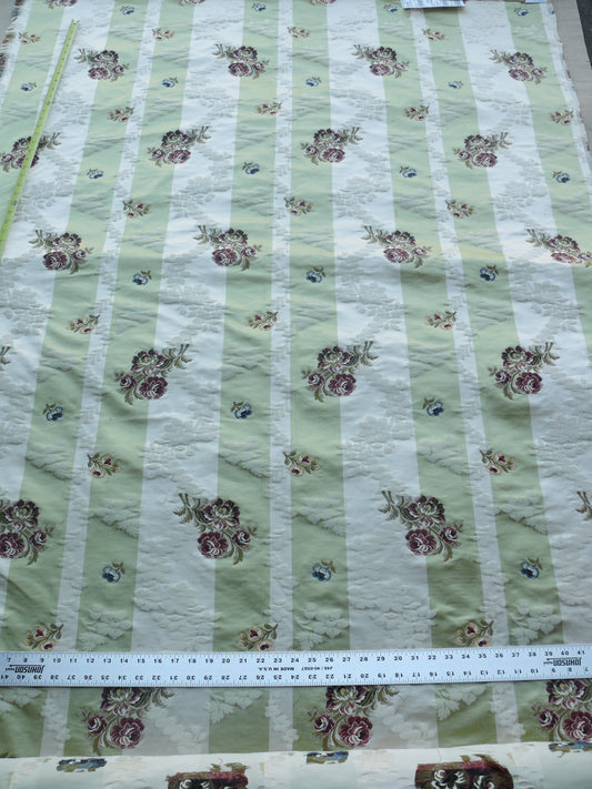 Old World Weavers Stromboli Silk Lampas - Green/Red Floral