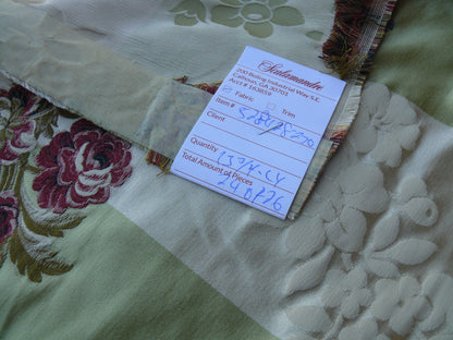 By Yd Old World Weavers Stromboli Italy Silk Lampas Green Red Flower MSRP USD 728/Y