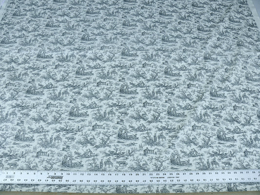 Scalamandre French Toile Farm Amuse Bouches - Black On Cream