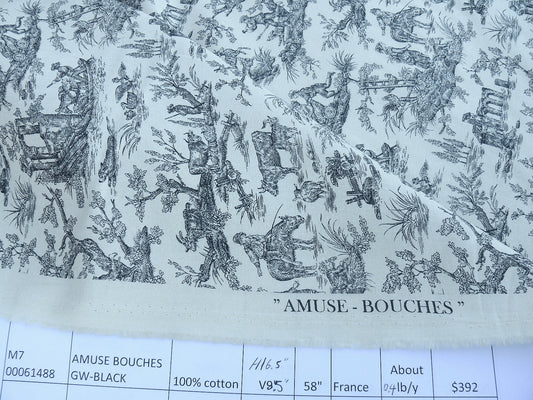 Scalamandre French Toile Farm Amuse Bouches Black On Cream Print MSRP USD 392/Y