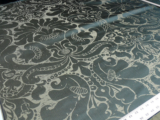 Scalamandre Maggiolino Smoke Silk - Dark Green Black Gold Taupe