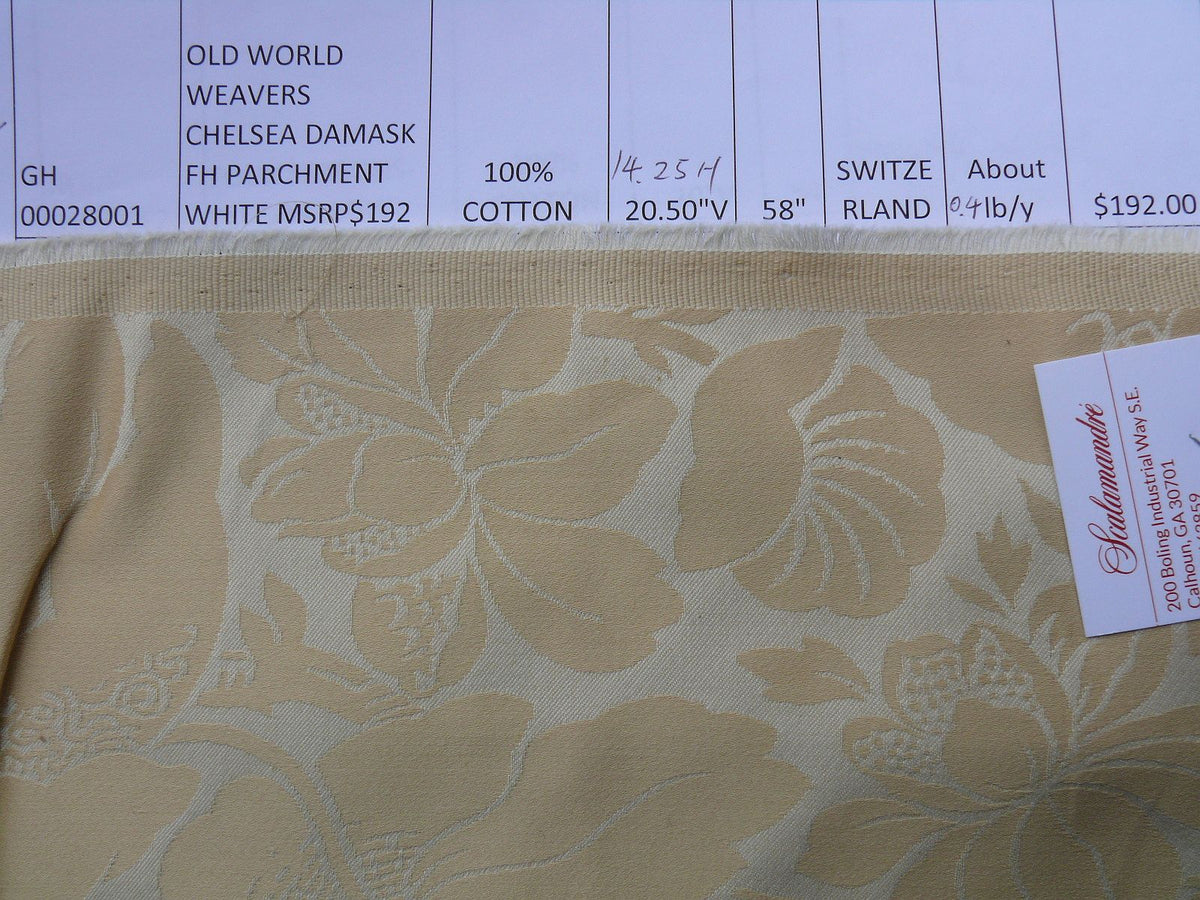 by yard Scalamandre Chelsea Damask Fh Parchment White MSRP USD 192/y