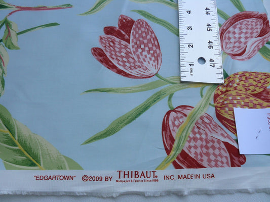 By Yd Edgartown Blue Scalamandre Tulip Peony Sunflower Print Cotton MSRP USD 132/y