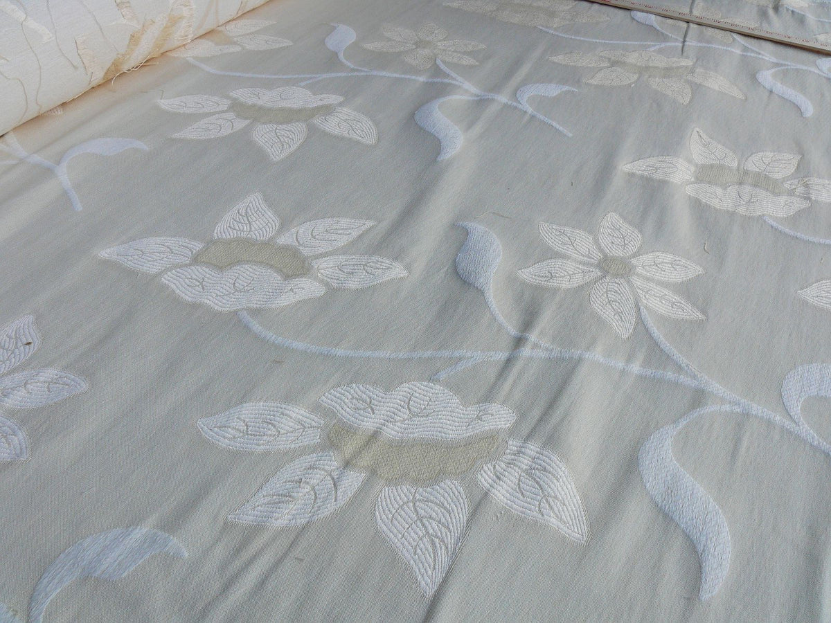 Scalamandre Charlize Ivory Cream White Heavy Lily Tapestry Art Nouveau Linen Blend MSRPUSD250+