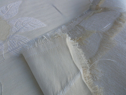 Scalamandre Charlize Ivory Cream White Heavy Lily Tapestry Art Nouveau Linen Blend MSRPUSD250+