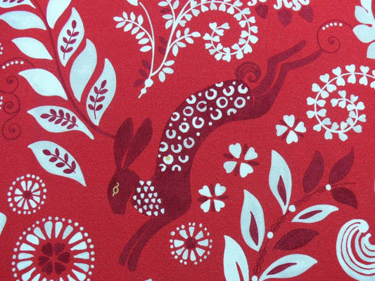 By Yard Scalamandre Into The Woods Deer Hare Sunset Red MSRP USD 204/Y