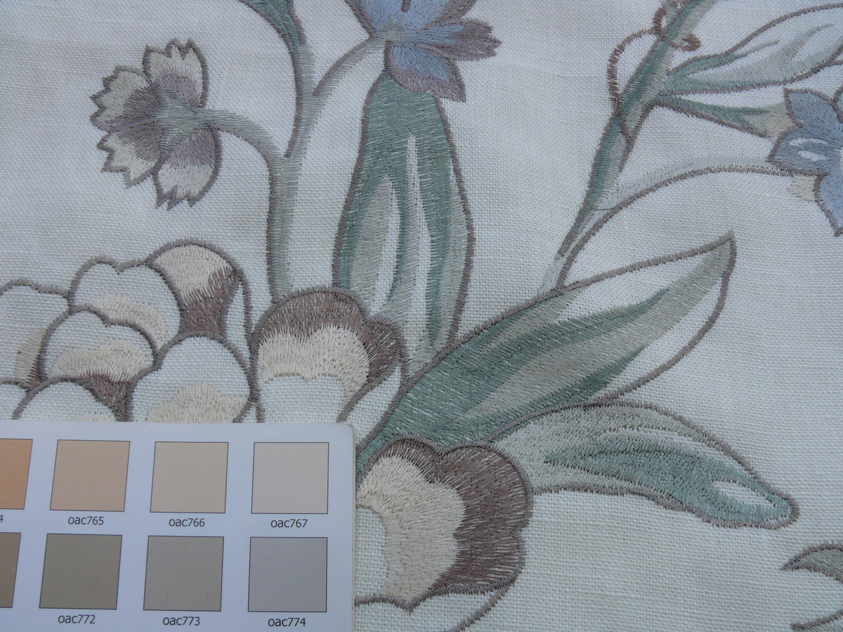 1yd Scalamandre Embroidery Peony Salena "white Smoke"MSRP USD 108y