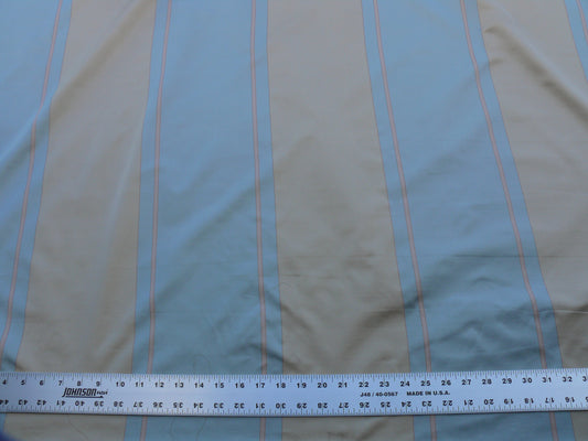 Bty Scalamandre Caribu Stripe Blue Rose Creme Silk MSRP USD 200/Y