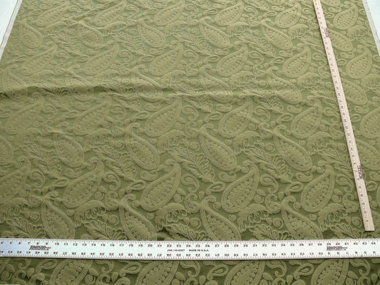 Bty Scalamandre Angelique Paisley Silk Damask Green Gold MSRP USD 298/y