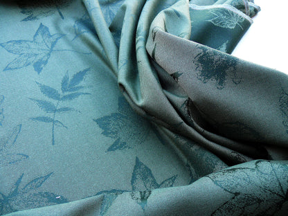 Scalamandre Pressed Leaves Forest Green Reversible Wool Satin Damask Maple Elm Oak Foliage - By The Yard - MSRP USD 376/y