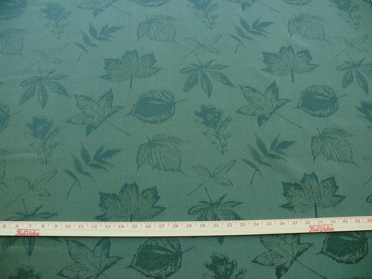 Scalamandre Pressed Leaves Forest Green Reversible Wool Satin Damask Maple Elm Oak Foliage - By The Yard - MSRP USD 376/y