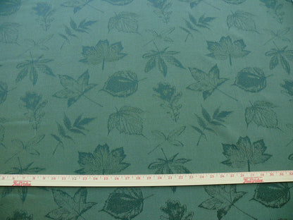 Scalamandre Pressed Leaves Forest Green Reversible Wool Satin Damask Maple Elm Oak Foliage - By The Yard - MSRP USD 376/y