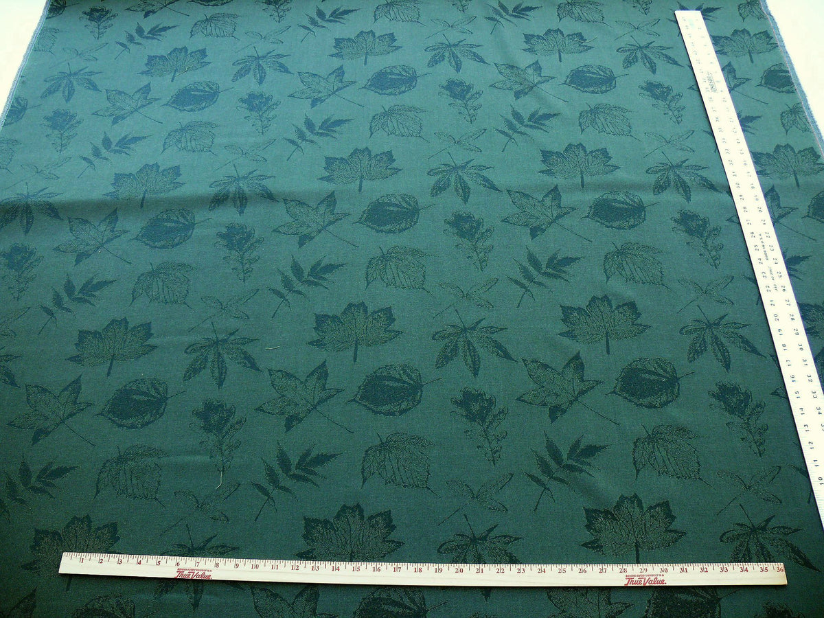 Scalamandre Pressed Leaves Forest Green Reversible Wool Satin Damask Maple Elm Oak Foliage - By The Yard - MSRP USD 376/y