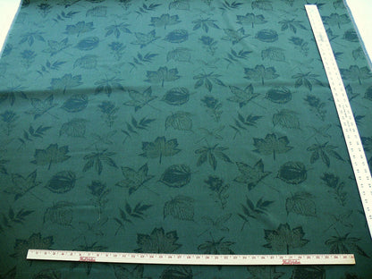 Scalamandre Pressed Leaves Forest Green Reversible Wool Satin Damask Maple Elm Oak Foliage - By The Yard - MSRP USD 376/y