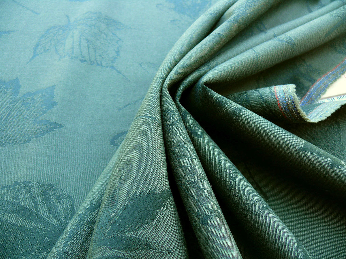 Scalamandre Pressed Leaves Forest Green Reversible Wool Satin Damask Maple Elm Oak Foliage - By The Yard - MSRP USD 376/y