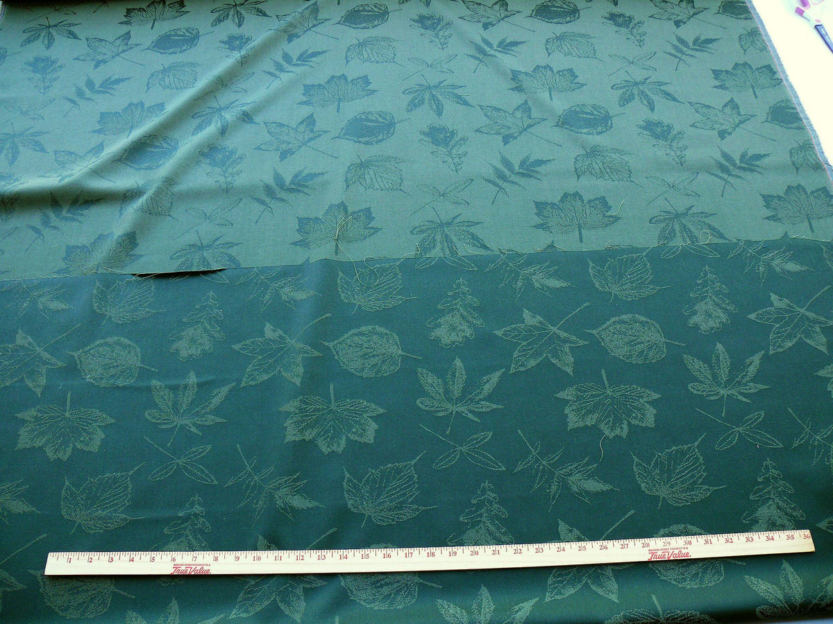 Scalamandre Pressed Leaves Forest Green Reversible Wool Satin Damask Maple Elm Oak Foliage - By The Yard - MSRP USD 376/y