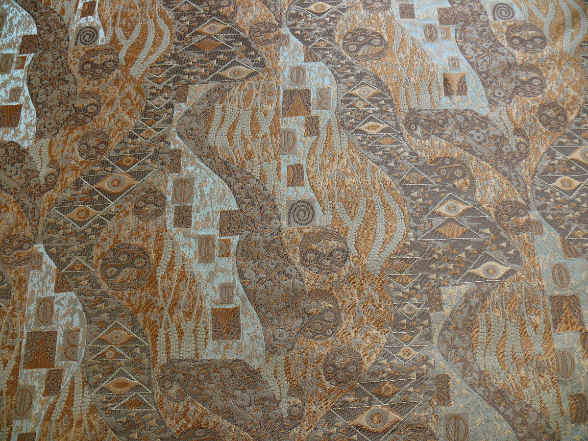 Bty Klimt 100% Silk Lampas! Art Deco 440 Cloudy Green Bronze Brown MSRP USD 275/y