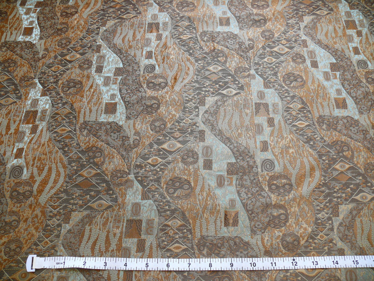 Bty Klimt 100% Silk Lampas! Art Deco 440 Cloudy Green Bronze Brown MSRP USD 275/y