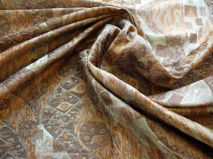 Bty Klimt 100% Silk Lampas! Art Deco 440 Cloudy Green Bronze Brown MSRP USD 275/y