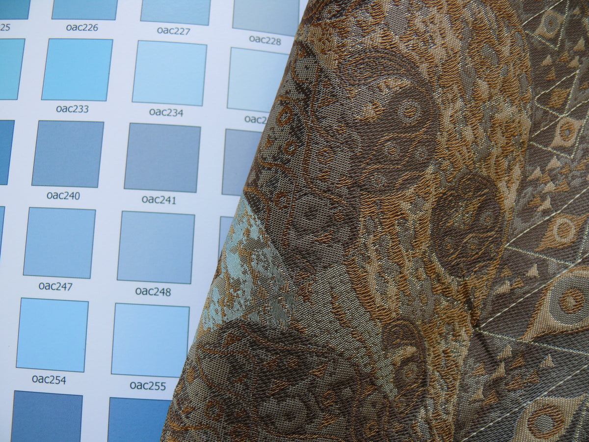 Bty Klimt 100% Silk Lampas! Art Deco 440 Cloudy Green Bronze Brown MSRP USD 275/y