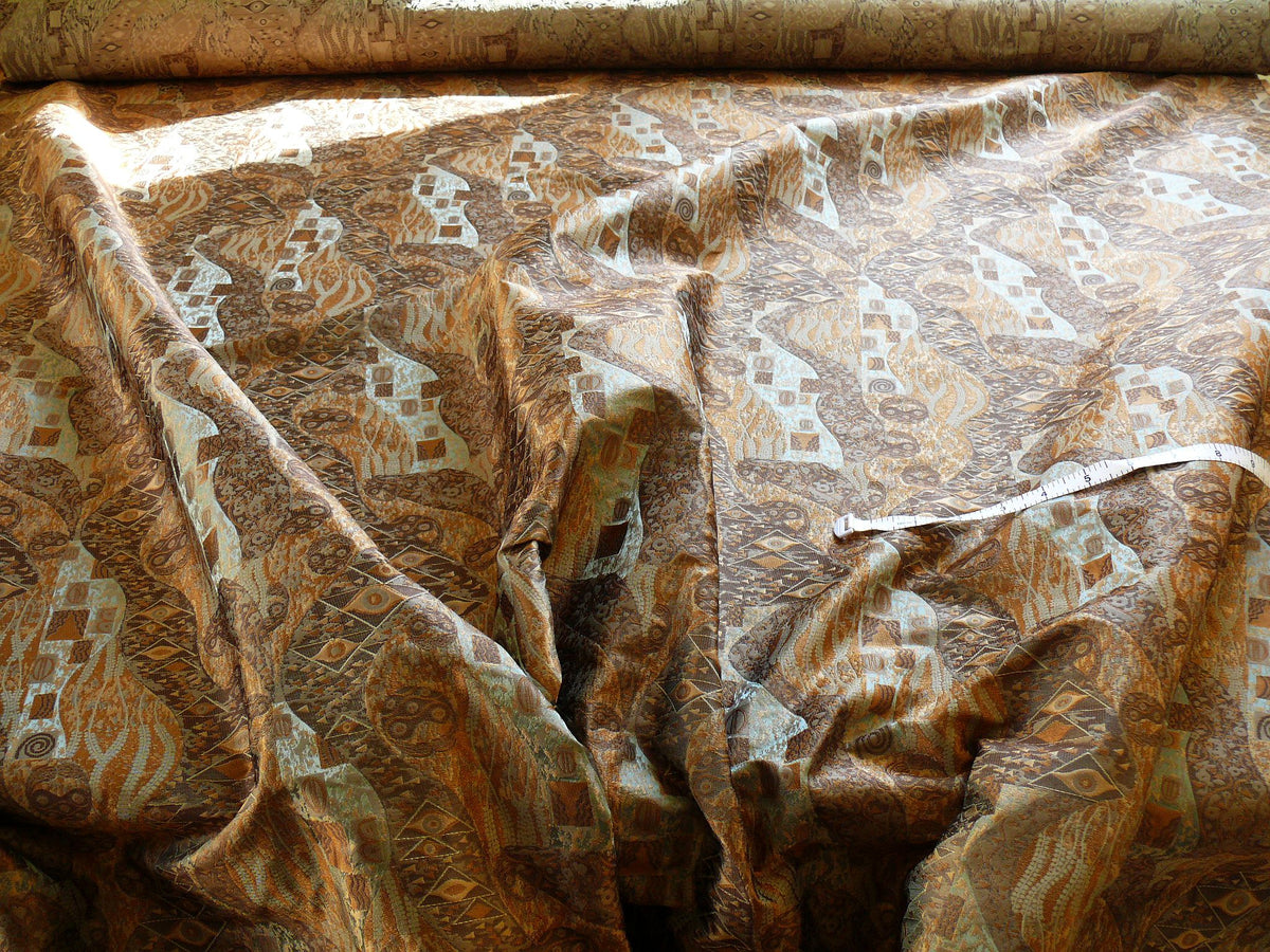 Bty Klimt 100% Silk Lampas! Art Deco 440 Cloudy Green Bronze Brown MSRP USD 275/y