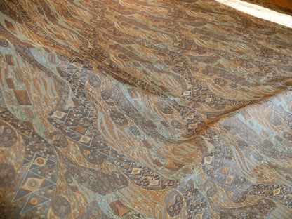 Bty Klimt 100% Silk Lampas! Art Deco 440 Cloudy Green Bronze Brown MSRP USD 275/y