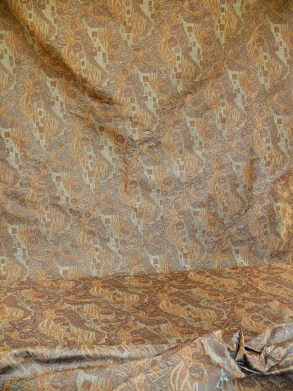 Bty Klimt 100% Silk Lampas! Art Deco 440 Cloudy Green Bronze Brown MSRP USD 275/y