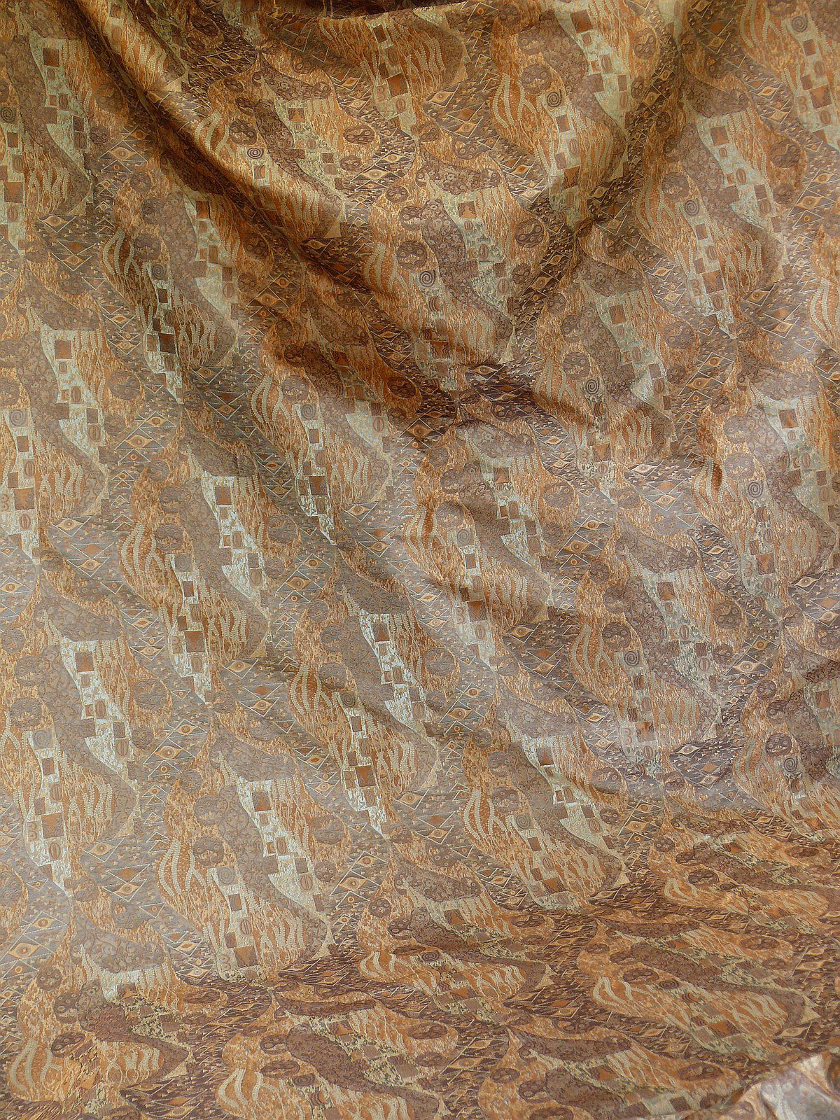 Bty Klimt 100% Silk Lampas! Art Deco 440 Cloudy Green Bronze Brown MSRP USD 275/y