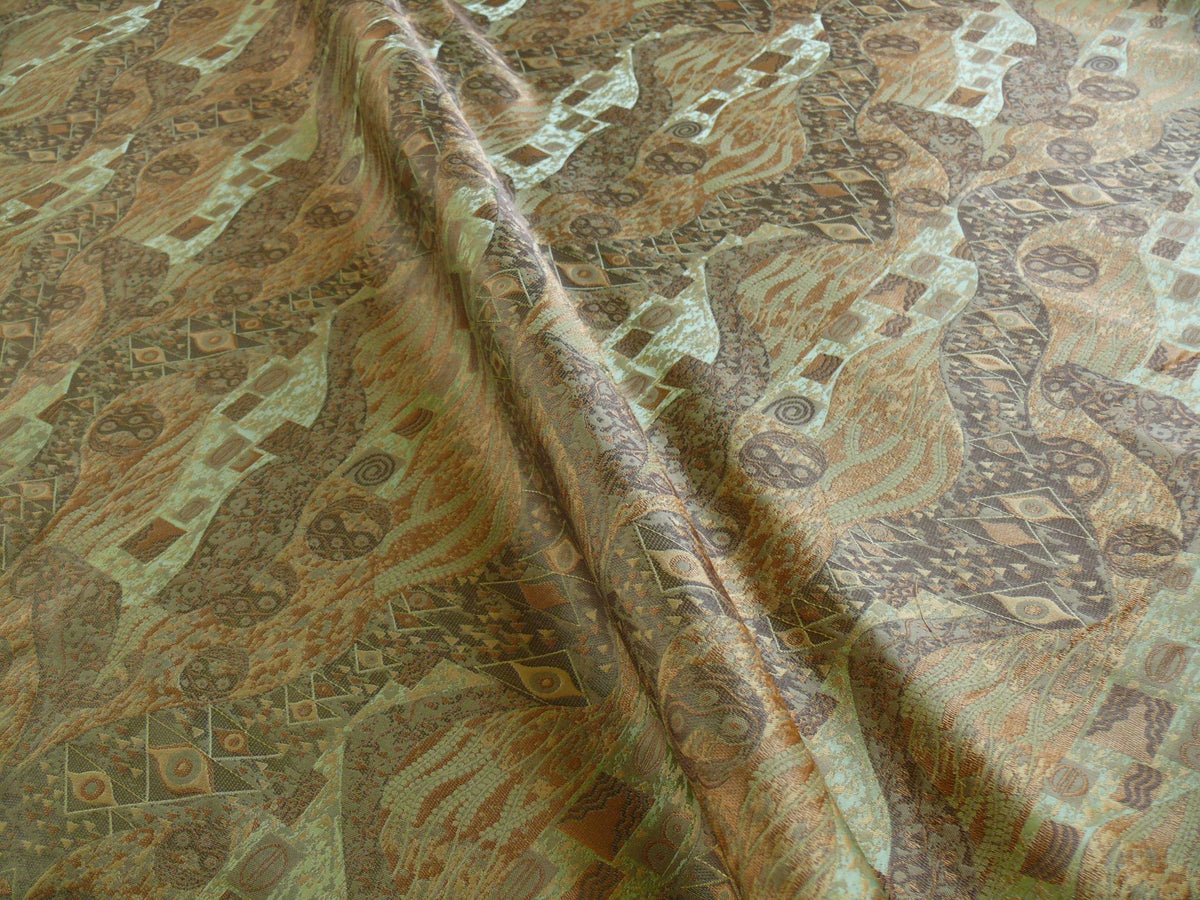 Bty Klimt 100% Silk Lampas! Art Deco 440 "river" Green Bronze Brown MSRP USD 275/y