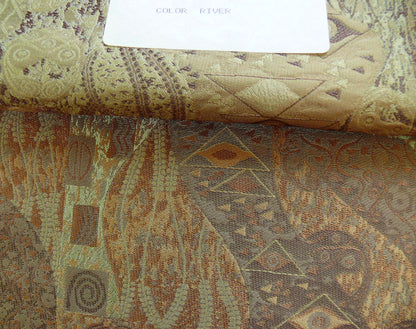 Bty Klimt 100% Silk Lampas! Art Deco 440 "river" Green Bronze Brown MSRP USD 275/y