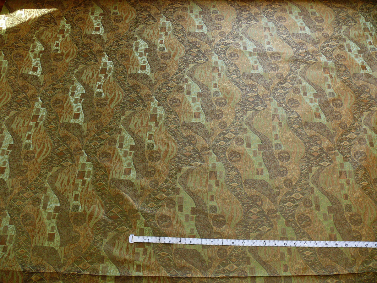 Bty Klimt 100% Silk Lampas! Art Deco 440 "river" Green Bronze Brown MSRP USD 275/y