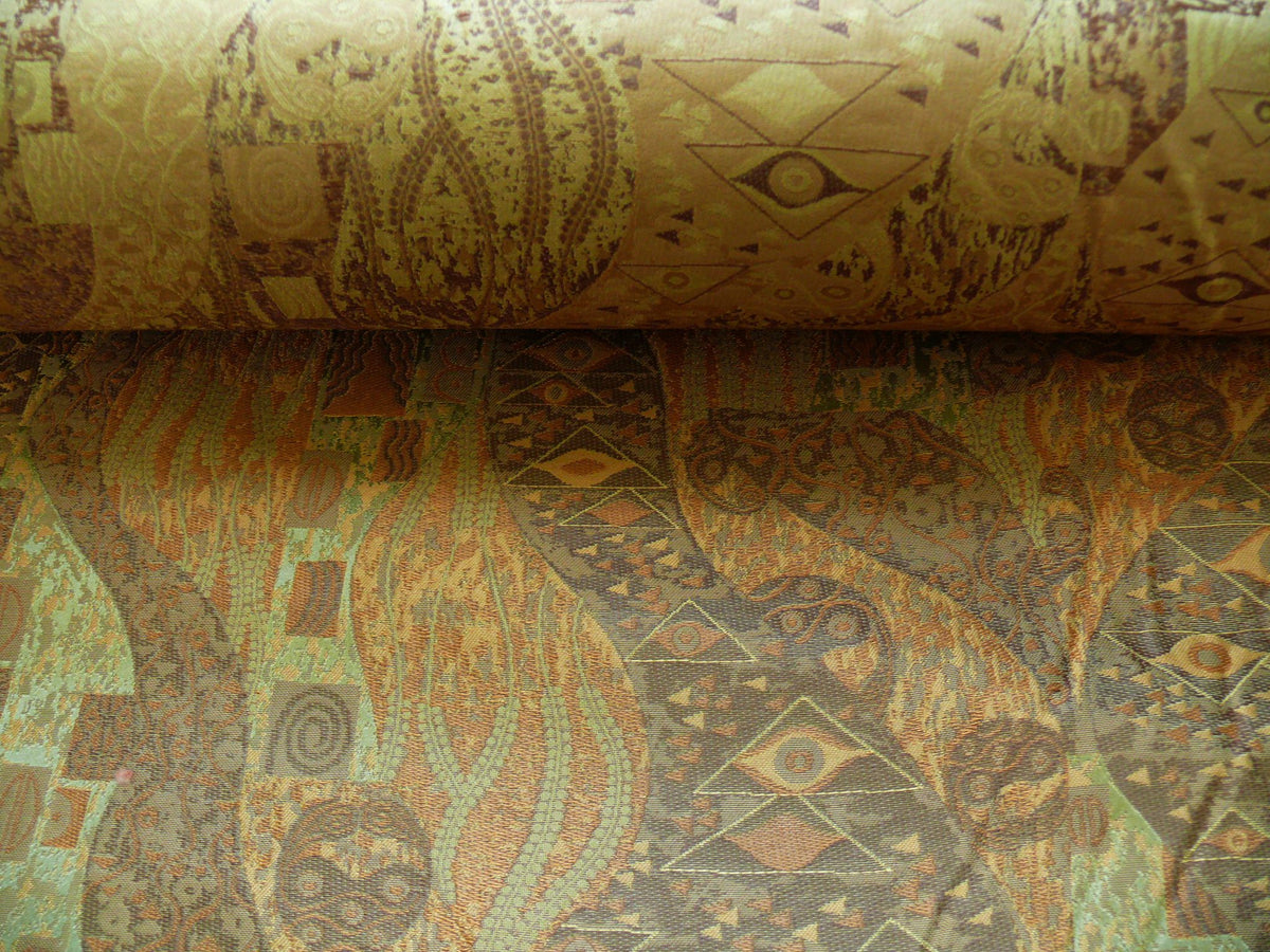 Bty Klimt 100% Silk Lampas! Art Deco 440 "river" Green Bronze Brown MSRP USD 275/y