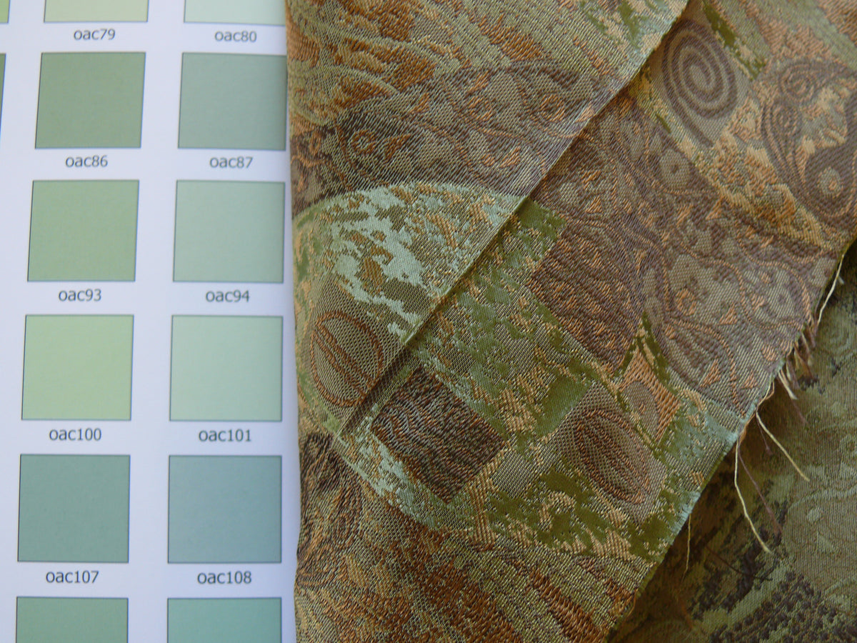 Bty Klimt 100% Silk Lampas! Art Deco 440 "river" Green Bronze Brown MSRP USD 275/y